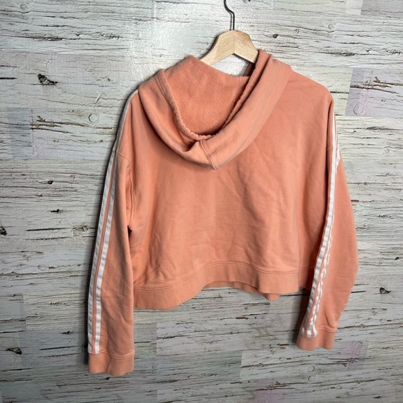 Adidas crop hoodie sweater pink white size xl - Picture 6 of 9